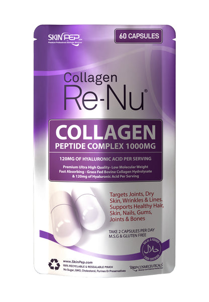 1000mg Bovine Collagen Complex Capsules + Hyaluronic Acid - Hydrolysate Peptides