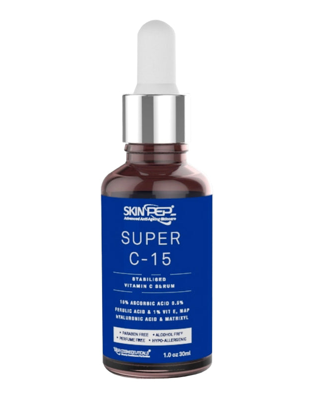 Super C15 Serum (15% Ascorbic Acid, 0.5% Ferulic Acid, 1% Vit E, 2% Hyaluronic Acid + Matrixl)