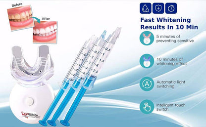 PEP-WHITE PEROXIDE FREE - Professional Teeth Whitening Teeth Whitening Gel + LED LIGHT Kit
